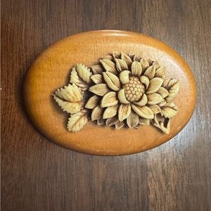 Vintage Floral Carved Brooch